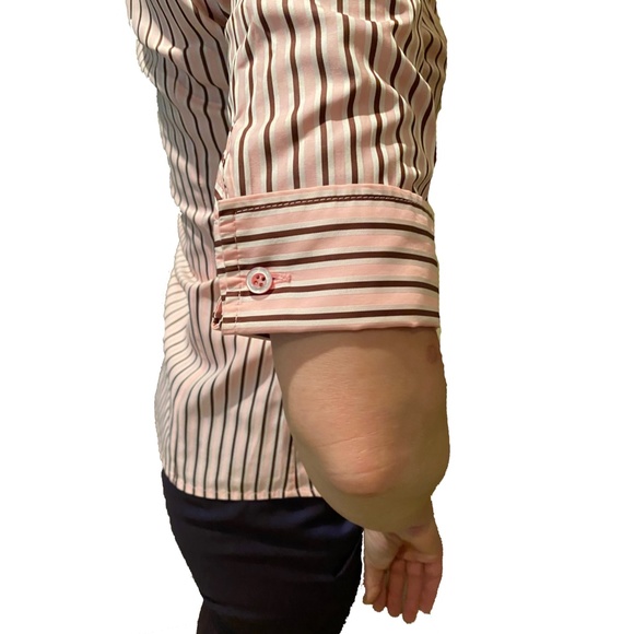 ❌SOLD❌ VERSACE JEANS COUTURE Pink Striped Blouse Sz XS - Picture 9 of 11